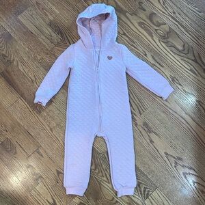 Baby Girl Quilted Hooded One Piece Suit. Size 24 Months. Excellent to Like New.